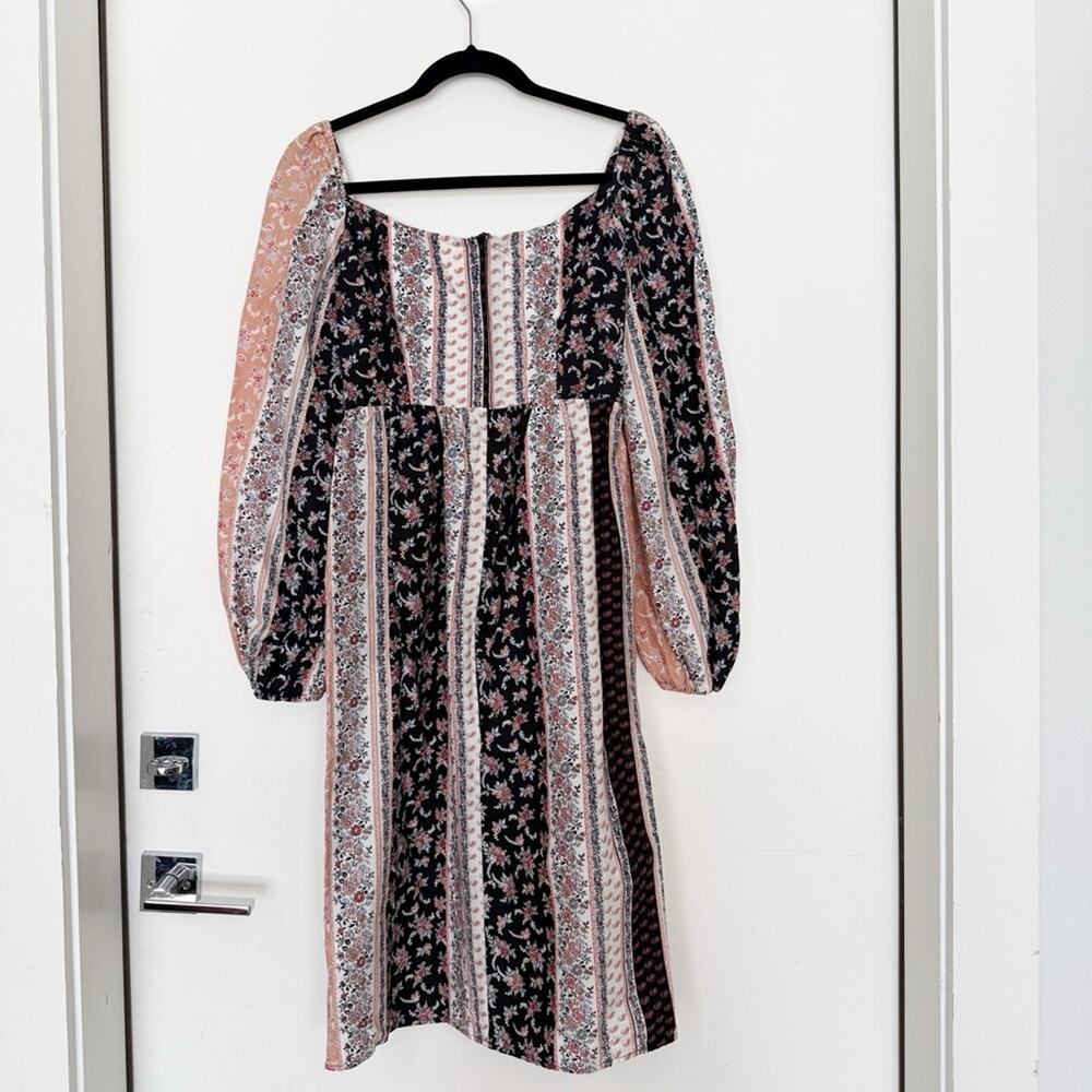 Onirik Marcela Dress Peach and Black Floral Stripe Cotton Size XS - Picture 10 of 12